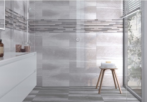 Colorado Dark Grey 30x60 Tile fixed to the floor and walls in a customers bathroom.